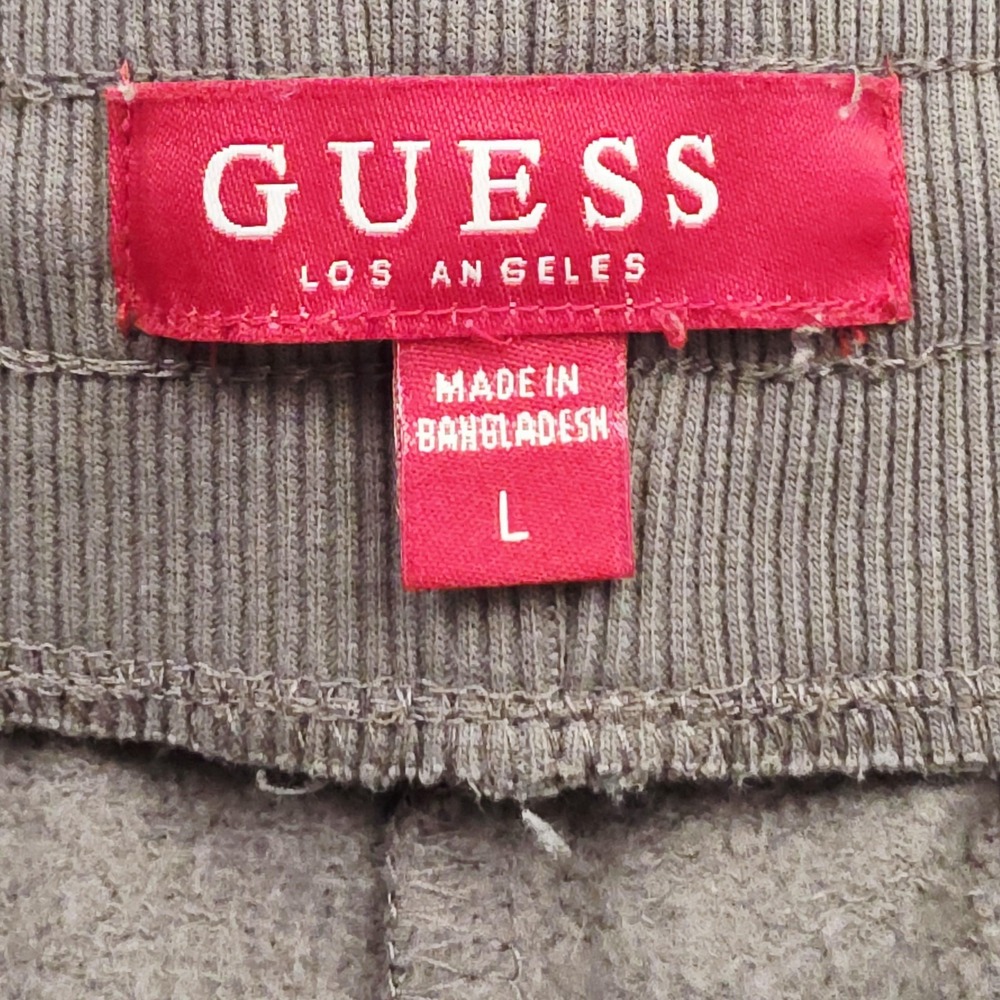 GUESS Joggers Women Large Brown Chenille Logo Ribbed Fleece Sweatpants - Picture 4 of 9